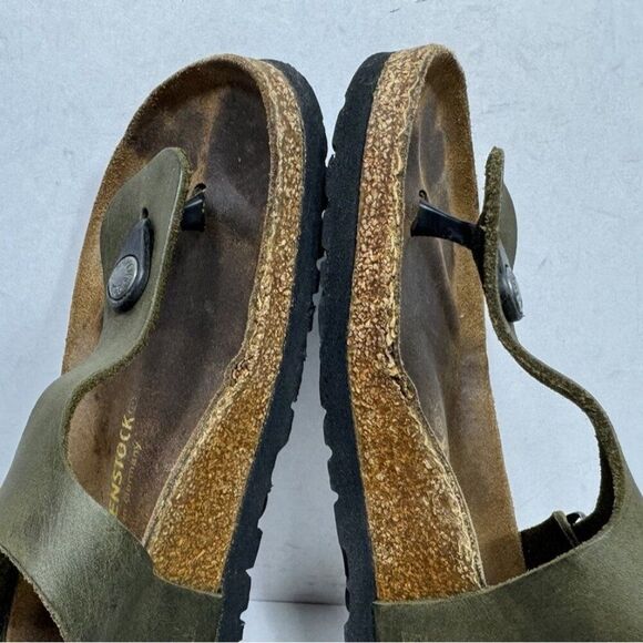 Birkenstock Gizeh Thong Sandal Green Oiled Leather Women's Size 7 / 38 - Picture 6 of 8